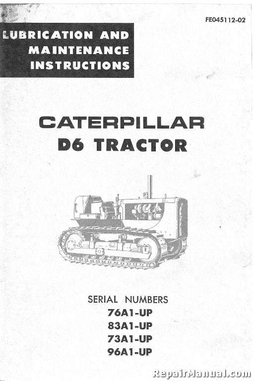 Caterpillar D6 Tractor Lubrication Maintenance Manual