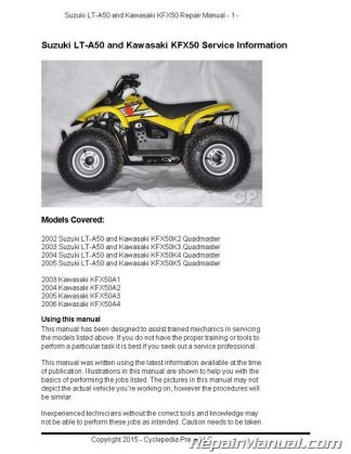 Suzuki LT-A50 Service Manual - Kawasaki KFX50 Repair Guide