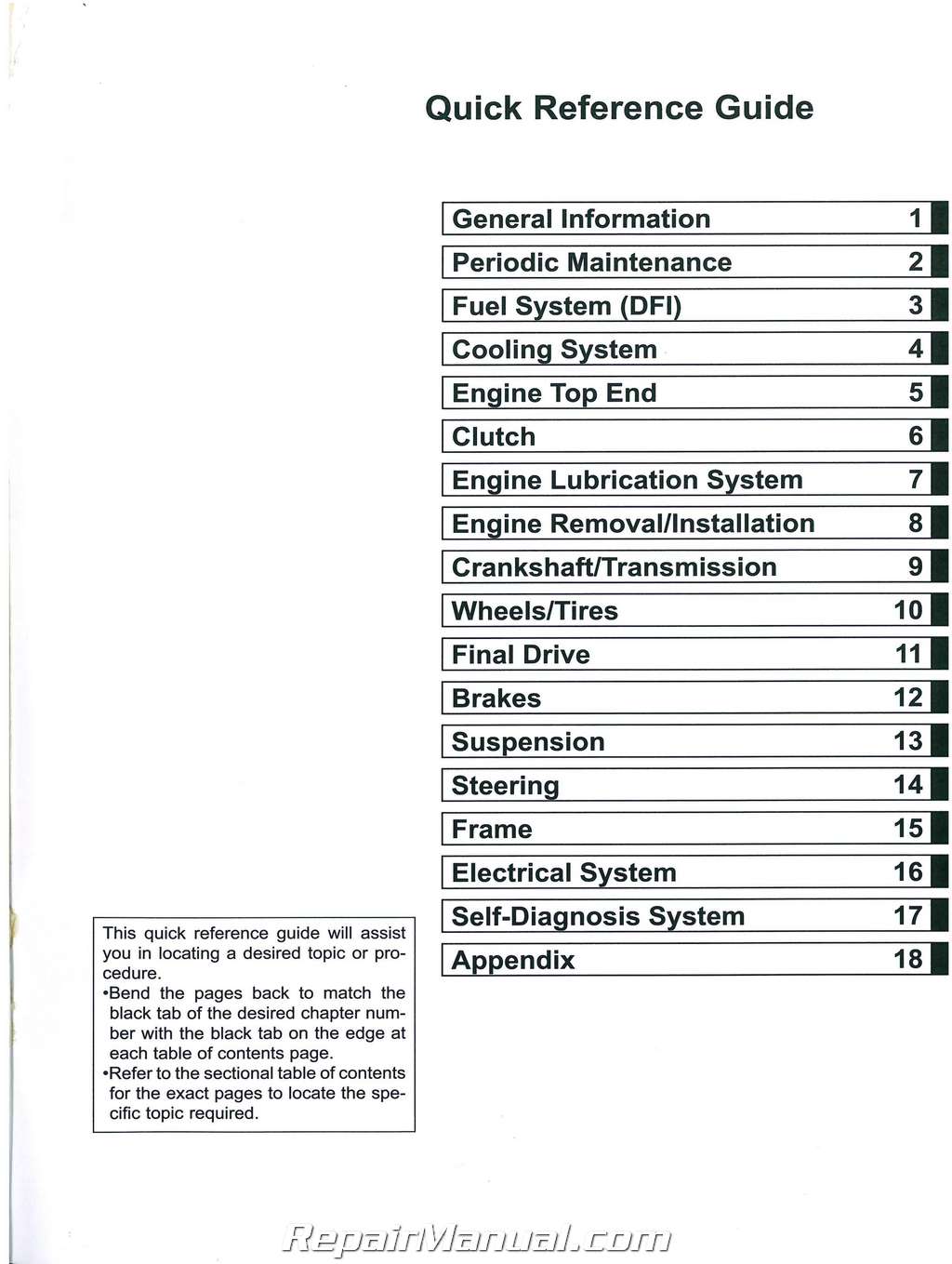 2015 Kawasaki ZG1400 Concours ABS Non-ABS Motorcycle Service Manual