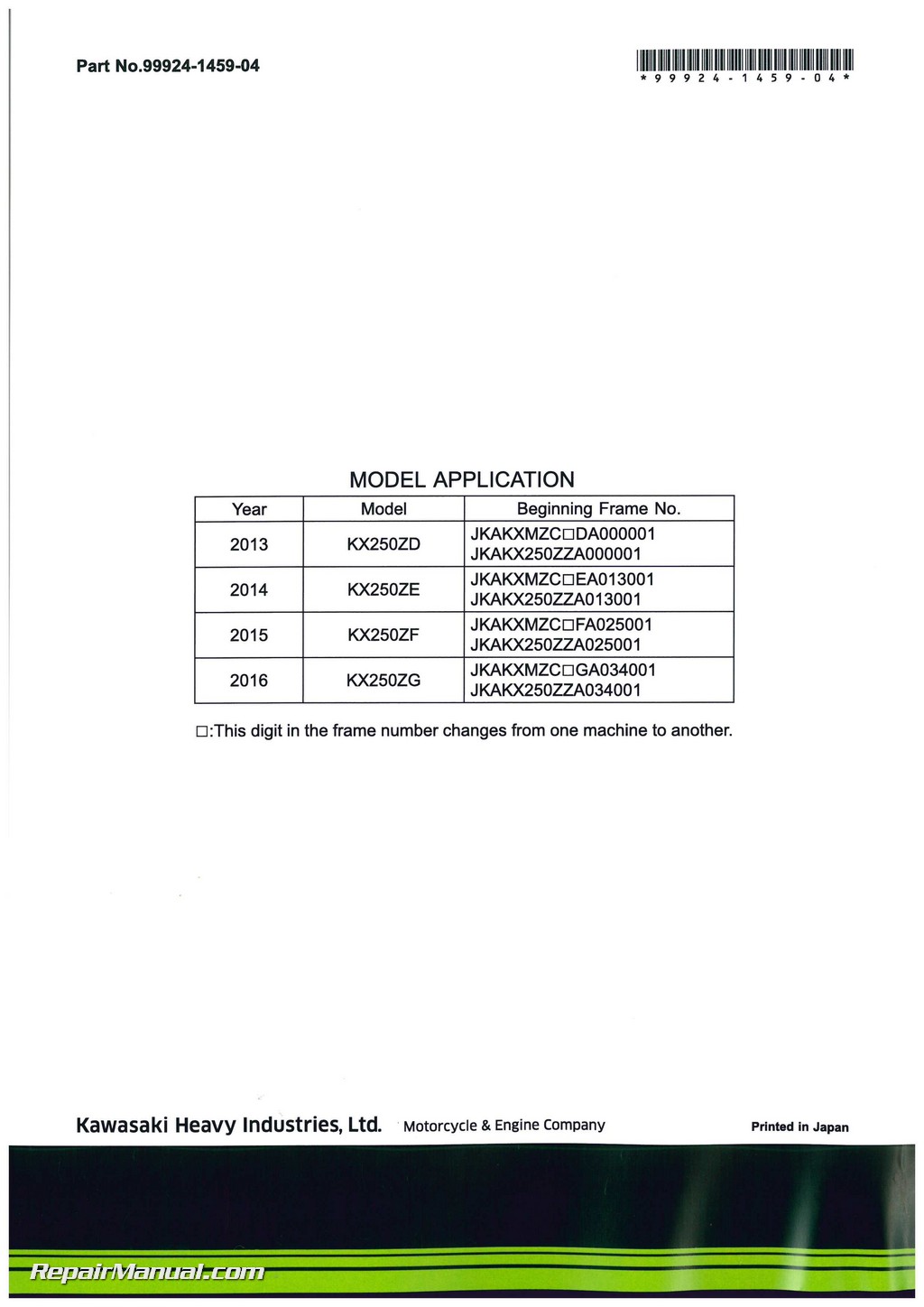 2015 kawasaki kx250f specs