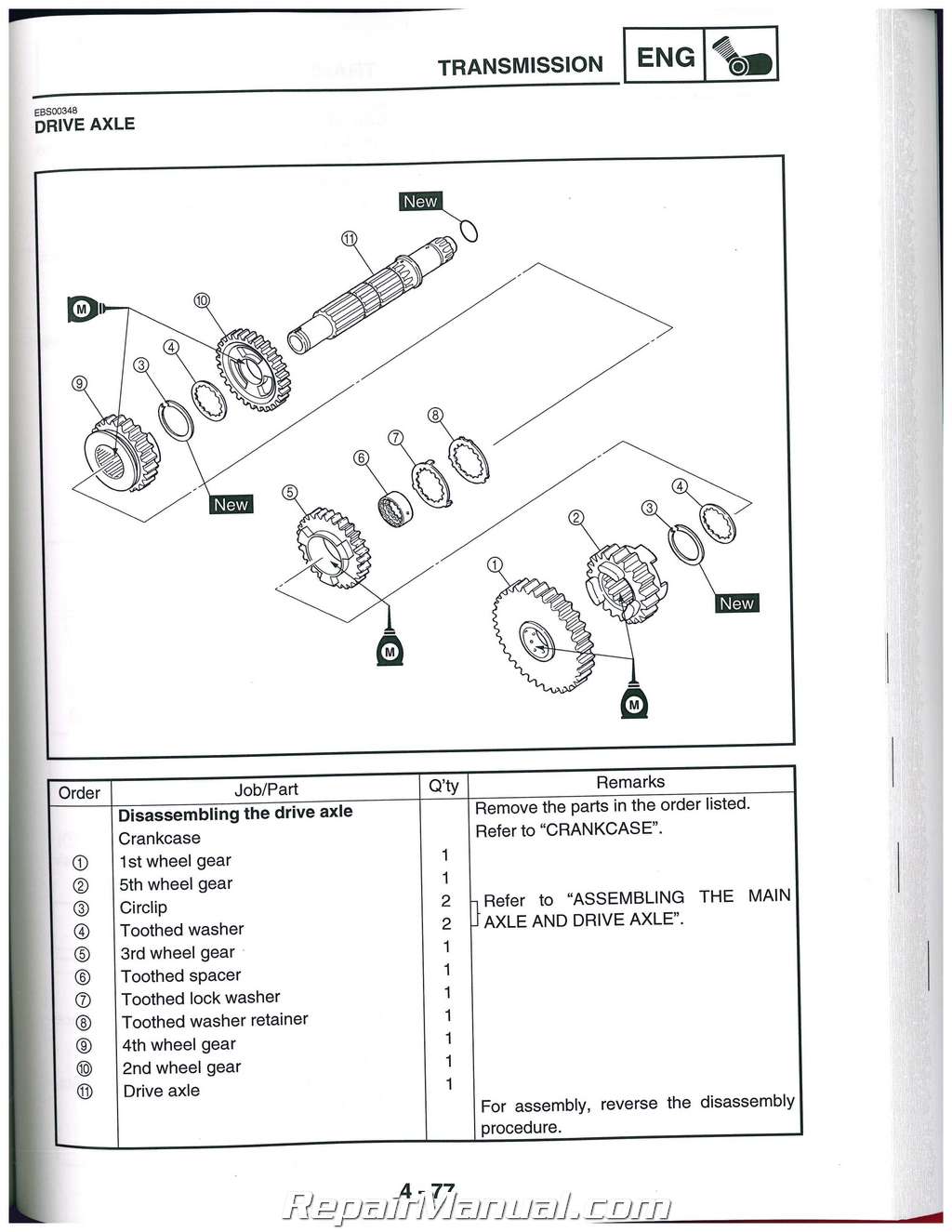 2004-2006 Yamaha YFZ450 ATV Service Repair Maintenance Manual