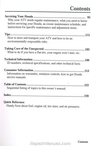 2004 Honda TRX400FA FourTrax Rancher AT ATV Owners Manual