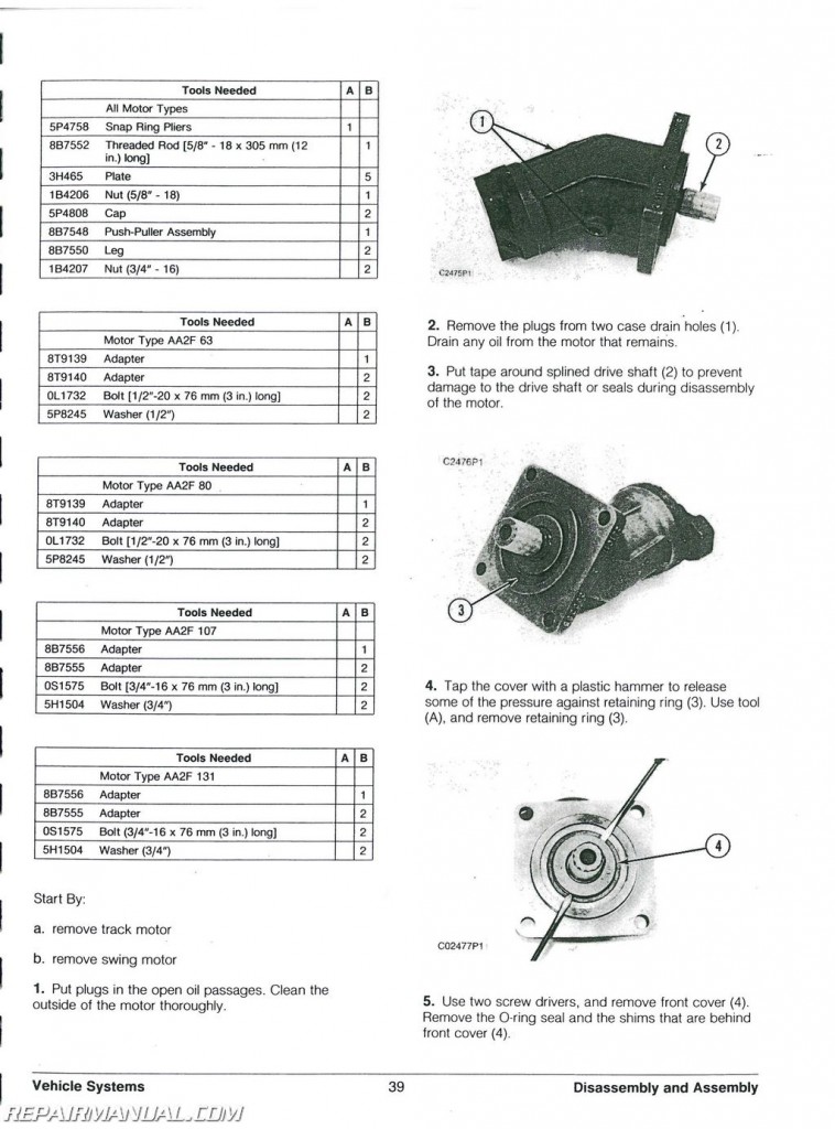 Caterpillar 225B 229 Excavator Service Manual