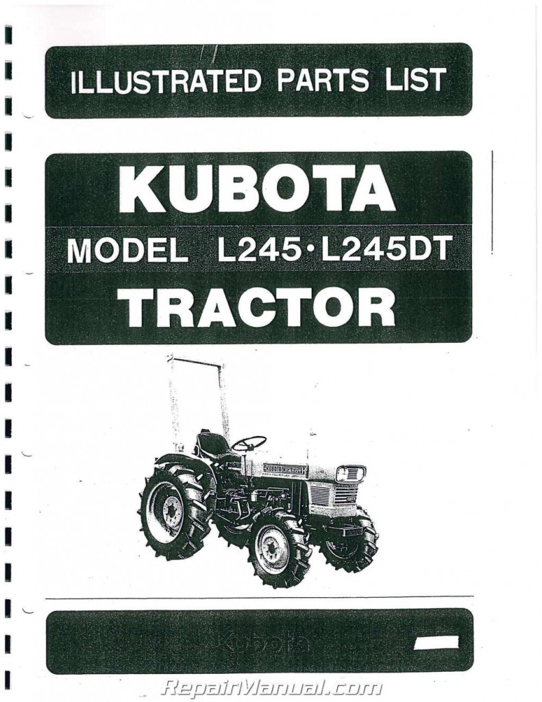 Kubota L245 L245DT Dsl 4WD Tractor Parts Manual