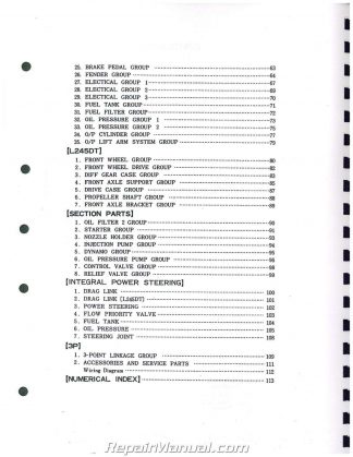 Kubota L245 L245DT Dsl 4WD Tractor Parts Manual