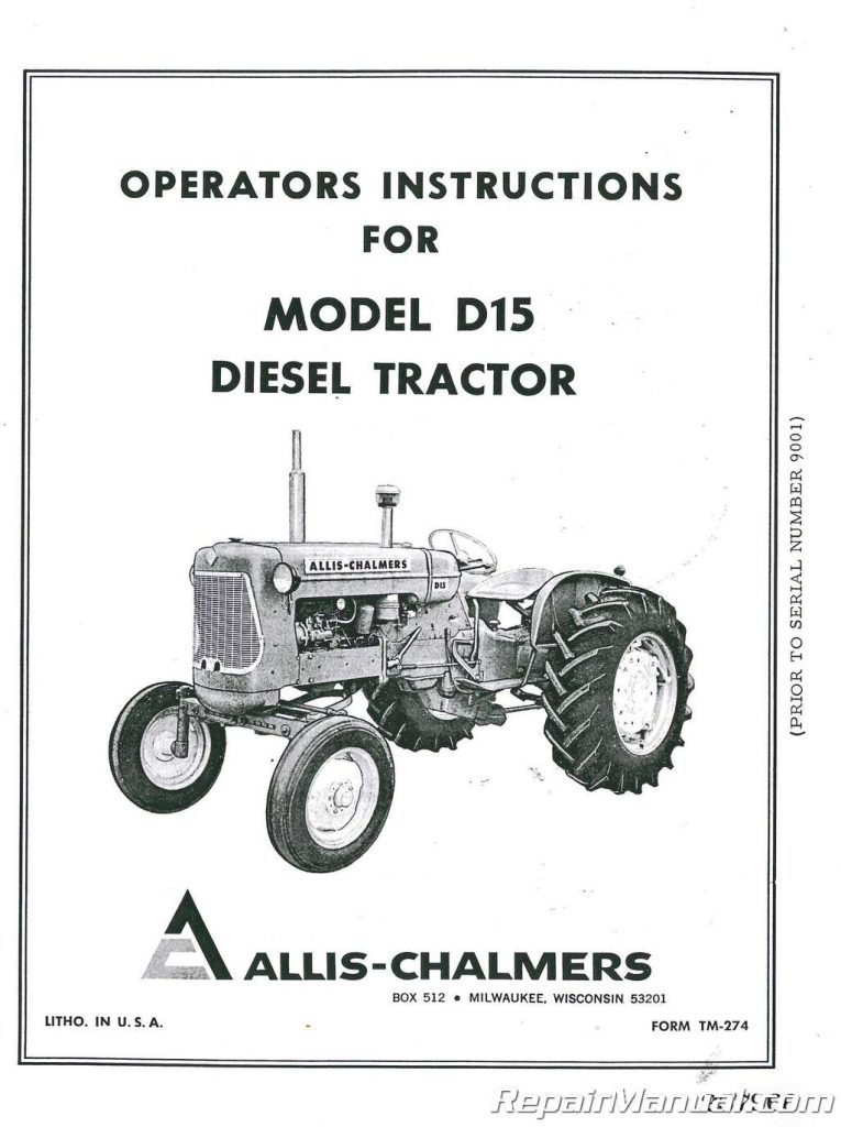 Allis-Chalmers D15 Diesel Tractor Operators Manual