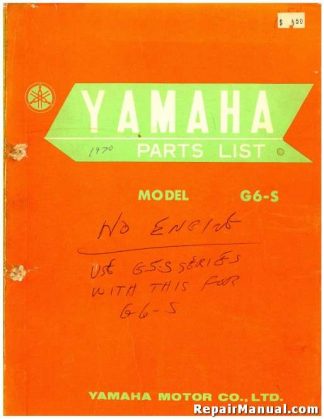 Official 1970 Yamaha G6S Motorcycle Parts List Factory Parts Manual