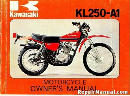 Official 1978 Kawasaki KL250A1 Motorcycle Factory Owners Manual