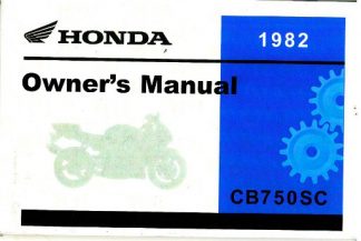 Official 1982 Honda CB750SC Nighthawk Owner Manual