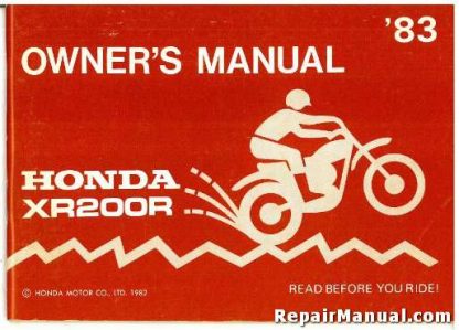 Official 1983 Honda XR200 Motorcycle Owners Manual