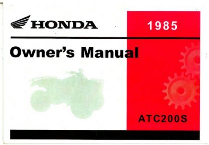 Official 1985 Honda ATC200S Three Wheel ATV Owners Manual