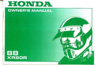 Official 1988 Honda XR80R Factory Owners Manual