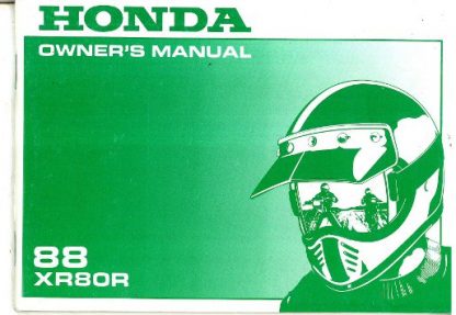 Official 1988 Honda XR80R Factory Owners Manual