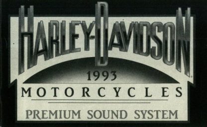 Official 1993 Harley Davidson Premium Sound System Owners Manual