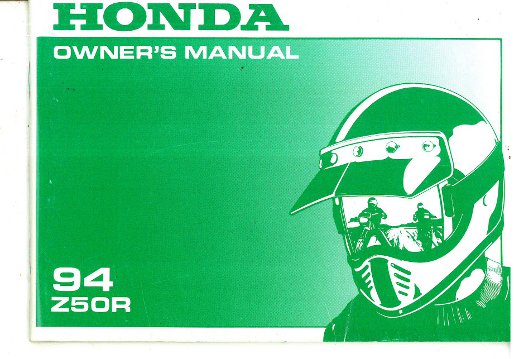 1994 Honda Z50R Motorcycle Owners Manual