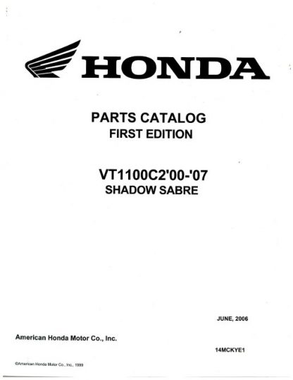 Official 2000-2007 Honda VT1100C2 Shadow Sabre Parts Manual