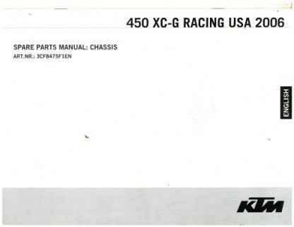 Official 2006 KTM 450 XC-G Racing Chassis Spare Parts Manual