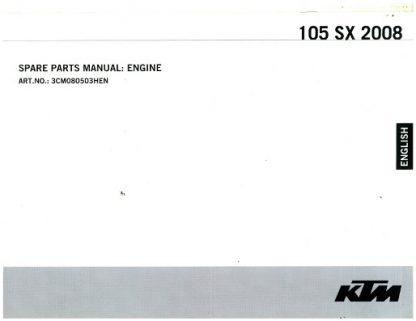 Official 2008 KTM 105 SX Engine Spare Parts Manual