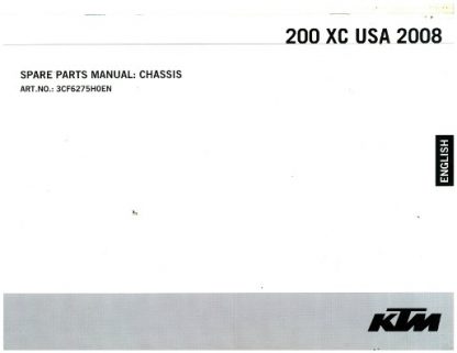 Official 2008 KTM 200 XC USA Chassis Spare Parts Manual