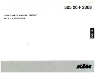 Official 2008 KTM 505 XC-F Engine Spare Parts Manual