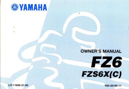 Official 2008 Yamaha FZS600XL FZ6 Motorcycle Owners Manual