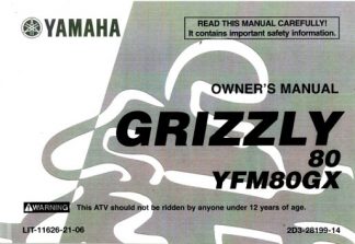 Official 2008 Yamaha YFM80GX Grizzly Owners Manual