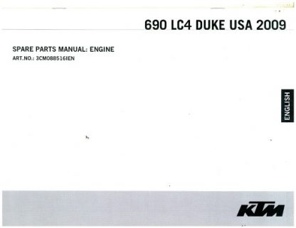 Official 2009 KTM 690 LC4 Duke Engine Spare Parts Manual