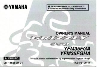 Official 2011 Yamaha YFM350FG Grizzly Factory Owners Manual