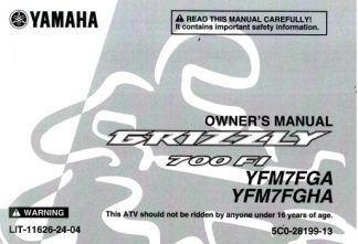 Official 2011 Yamaha YFM700FGA Grizzly Factory Owners Manual