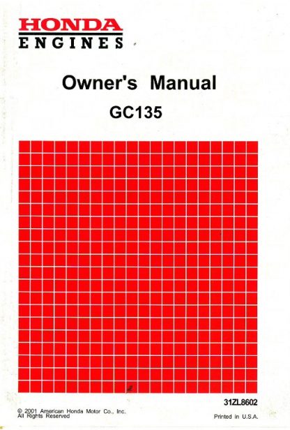 Official Honda GC135 Engine Owners Manual