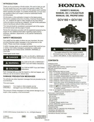 Honda GX360 Small Engine Shop Manual