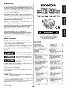 Honda GX120 Non-Rammer GX160 Non-Rammer GX200 Engine Owners Manual