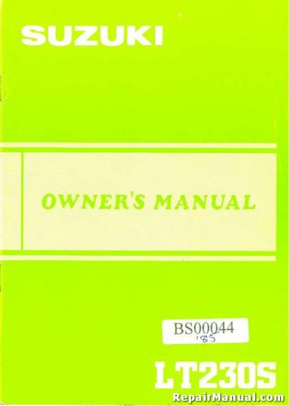 Official Suzuki 1985 LT230S Owners Manual