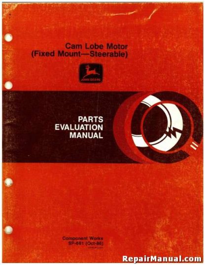 Used Official John Deere Cam Lobe Motor Parts Evaluation Manual